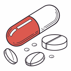Hand Drawn Capsule And Pills Illustration For Medical And Pharmaceutical Themes