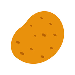 A cartoon drawing of a potato. The potato is orange and has a rough texture. The drawing is simple and playful, with a focus on the potato itself rather than any additional details