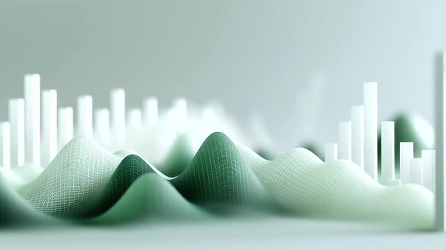 Economic Data Visualization with Abstract Chart Design in Green Peaks