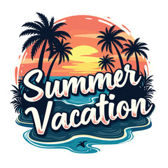 Obraz premium Typography summer with beech and sunset lover t-shirt design vector.