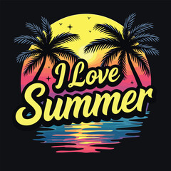 Typography summer with beech and sunset lover t-shirt design vector.