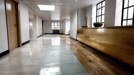 Fototapeta premium Modern Office Interior with Natural Light and Tidy Desks