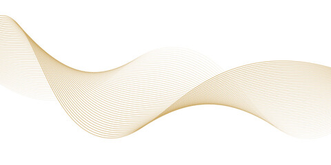 Luxury abstract gold wavy line pattern (guilloche curves) with copy space. Elegant golden color smooth gradient on white background. Premium vector striped texture for banner, business backdrop.