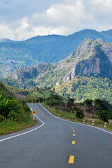 Winding Road Through Mountain Landscape in Northern Thailand