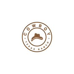 Western cowboy logo with hat and vintage typography style