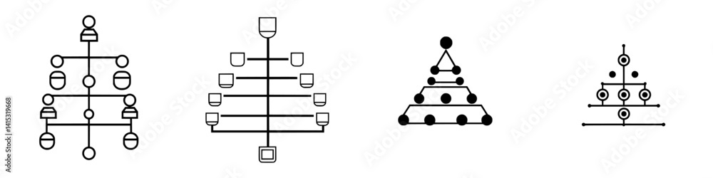 Poster vector illustration icons of abstract tree structures designed for various creative projects and vis