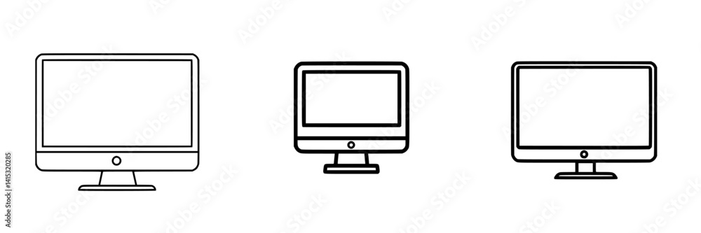 Poster vector illustration featuring three distinct computer monitor designs showcasing different styles an