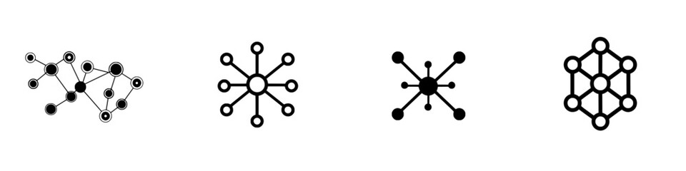 Vector illustration icons depicting abstract network structures and interconnected nodes