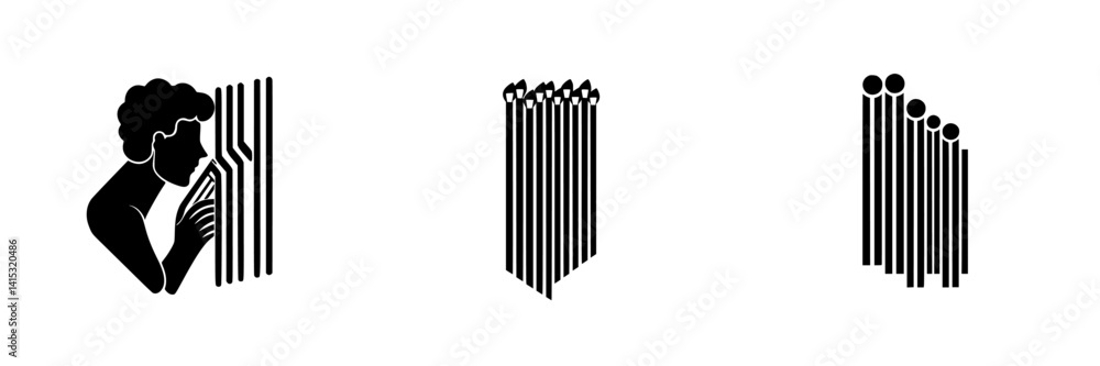 Poster vector illustration depicting a person interacting with various lines in a creative and abstract des