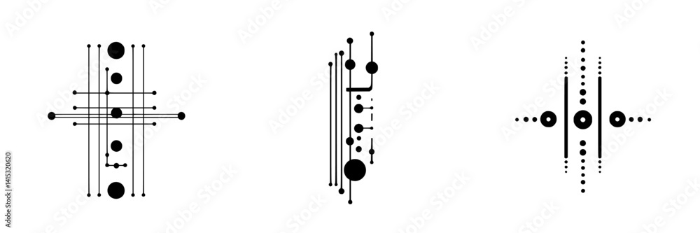 Aufkleber vector illustration icons representing abstract geometric designs with lines and circles in a minima