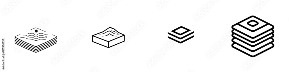 Poster layered vector illustration icons representing various shapes and textures suitable for design appli