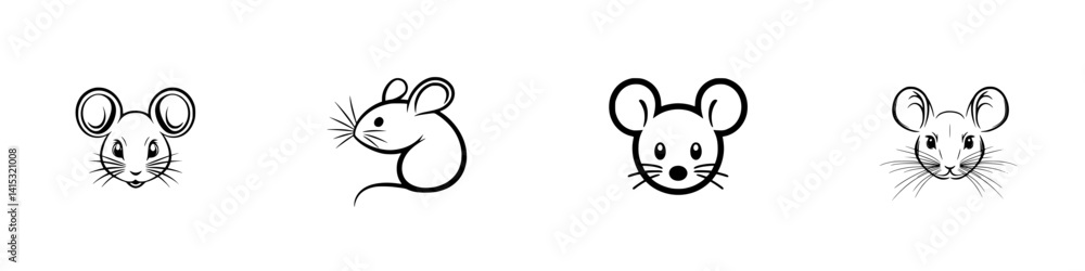 Poster cute vector illustration icons of mice in various poses and expressions suitable for design projects