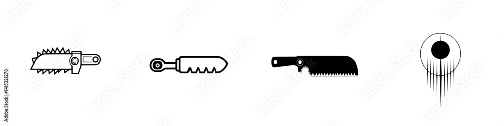 Poster vector illustration icons of various saws and a design element for carpentry and crafting