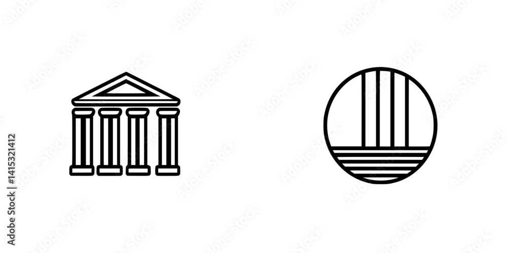 Poster vector illustration depicting classical architecture and a round symbol representing balance and har