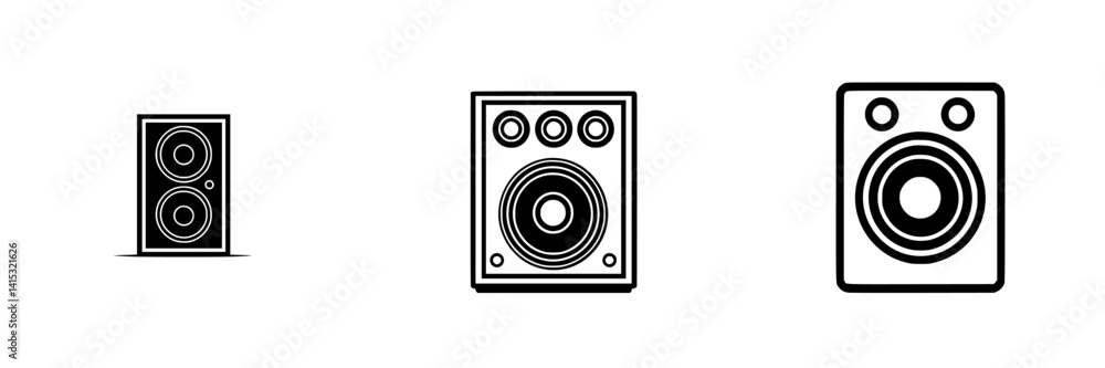 Aufkleber vector illustration of various speaker icons for digital design and audio-related projects
