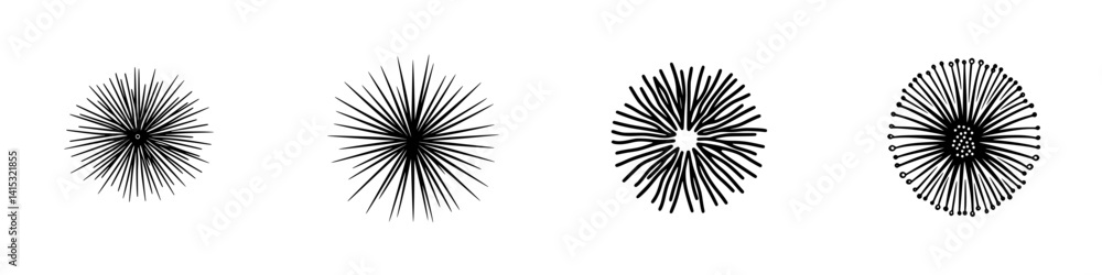 Poster vector illustration of starburst icons depicting dynamic patterns suitable for use in various design