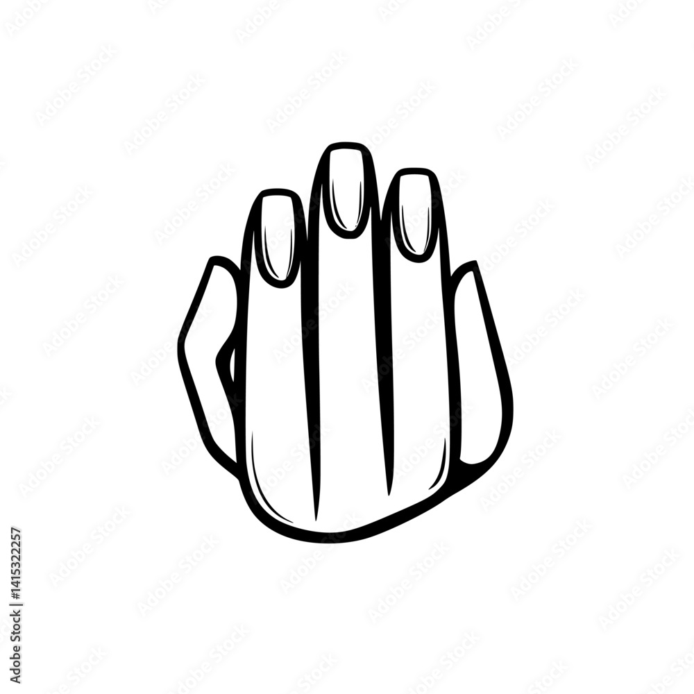 Poster hand gesture icon representing an open palm, commonly used to signify stop or greeting in various co