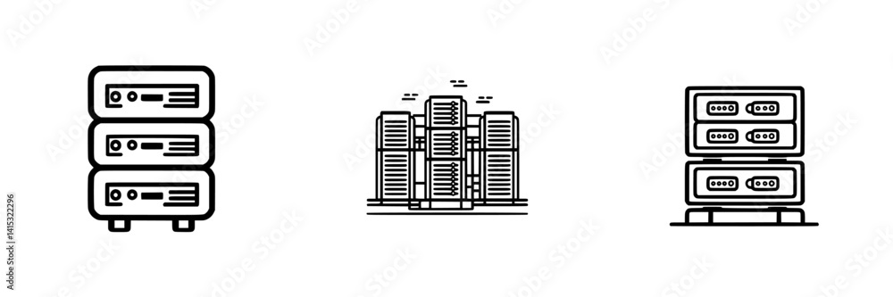 Poster vector illustration of data storage servers and a data center representing modern technology and con