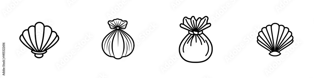 Poster vector illustration icons of different types of shells showcasing various shapes and designs for cre