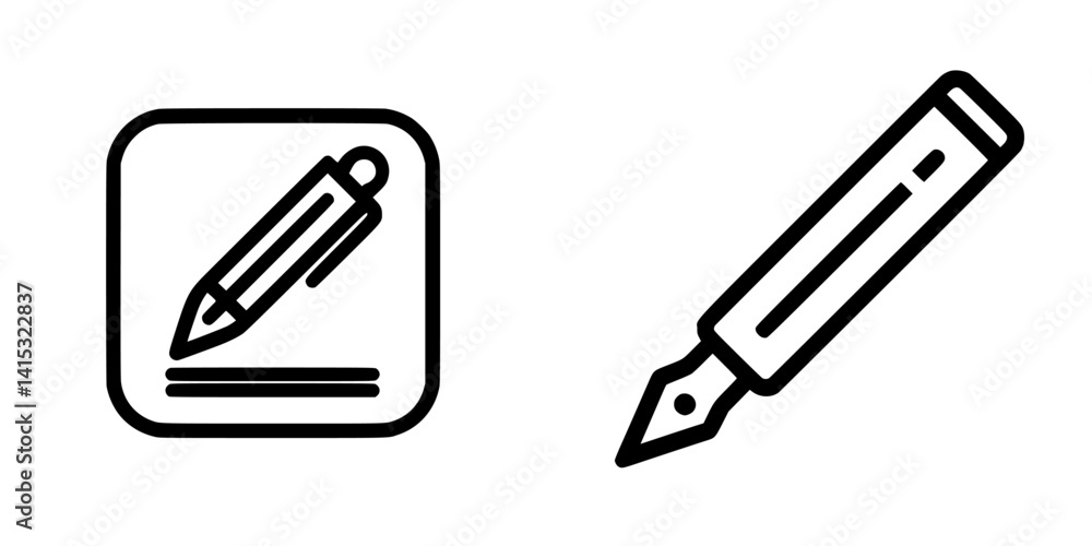 Poster vector illustration icon of a pen and writing tool in a minimalistic style suitable for design appli