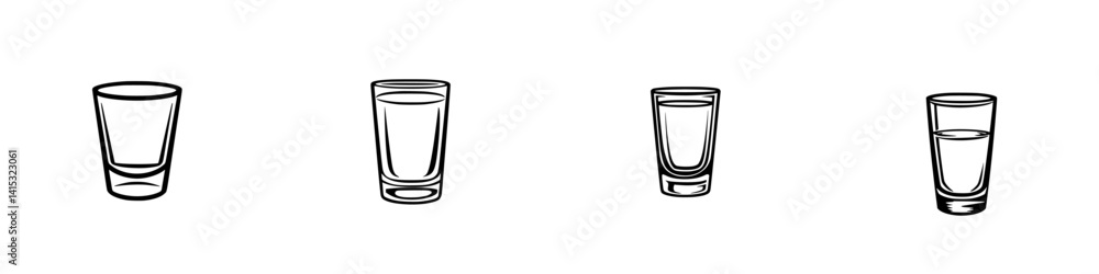 Aufkleber different styles of drinking glasses illustrated in a vector format for use in design projects and c