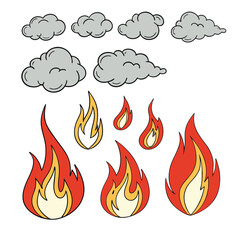 High-quality vector fire clipart with vibrant flames, Perfect for designs about heat, energy, or celebration. Scalable and smoke fully editable	