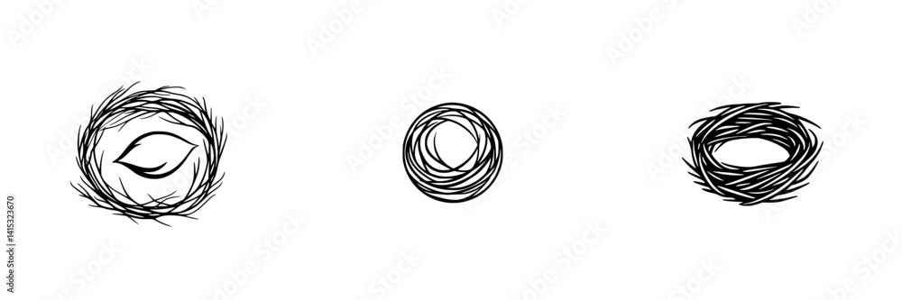 Poster vector illustration depicting three different types of nest designs showcasing nature-inspired creat