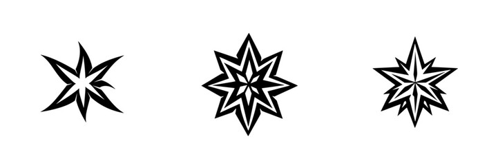 Obraz premium Vector illustration icons of stylized star designs suitable for various artistic and decorative uses in graphic design projects
