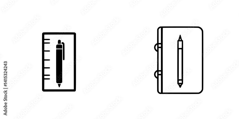 Aufkleber vector illustration of a notepad and pen, showcasing essential tools for writing and note-taking in 
