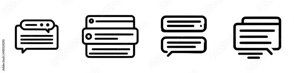 Poster vector illustration icons depicting messaging, data storage, and communication in a minimalist style
