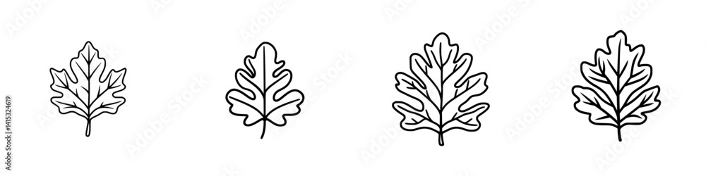 Poster leaf vector illustrations showing different types of leaves with detailed outlines suitable for vari
