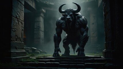 very muscular bull man