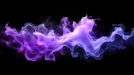 Abstract swirling purple and violet smoke on black background