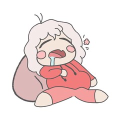 A girl who feels sleepy after eating.