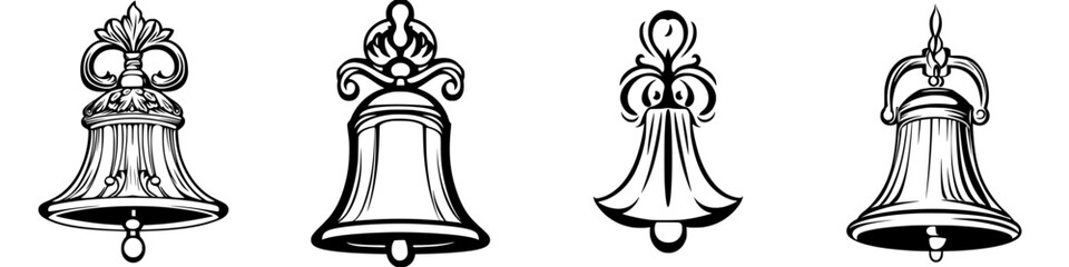 Decorative bell vector illustrations showcasing various designs suitable for ornamental and artistic applications