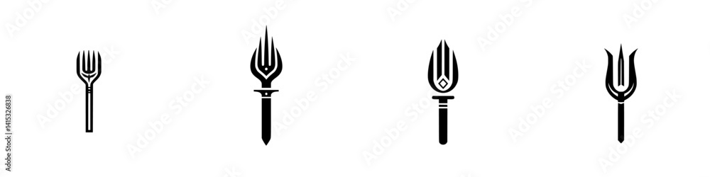 Poster fork icon vector illustration featuring various designs with unique styles and shapes for culinary t