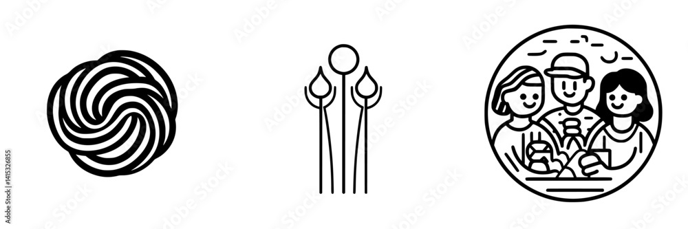 Poster unique vector illustration icons representing diverse themes of unity and fun in social activities