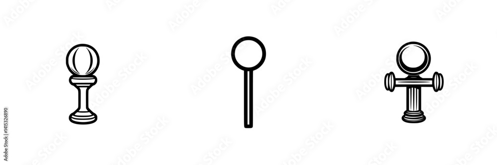 Poster vector illustration icon of different shapes and designs of sticks with various base styles and form
