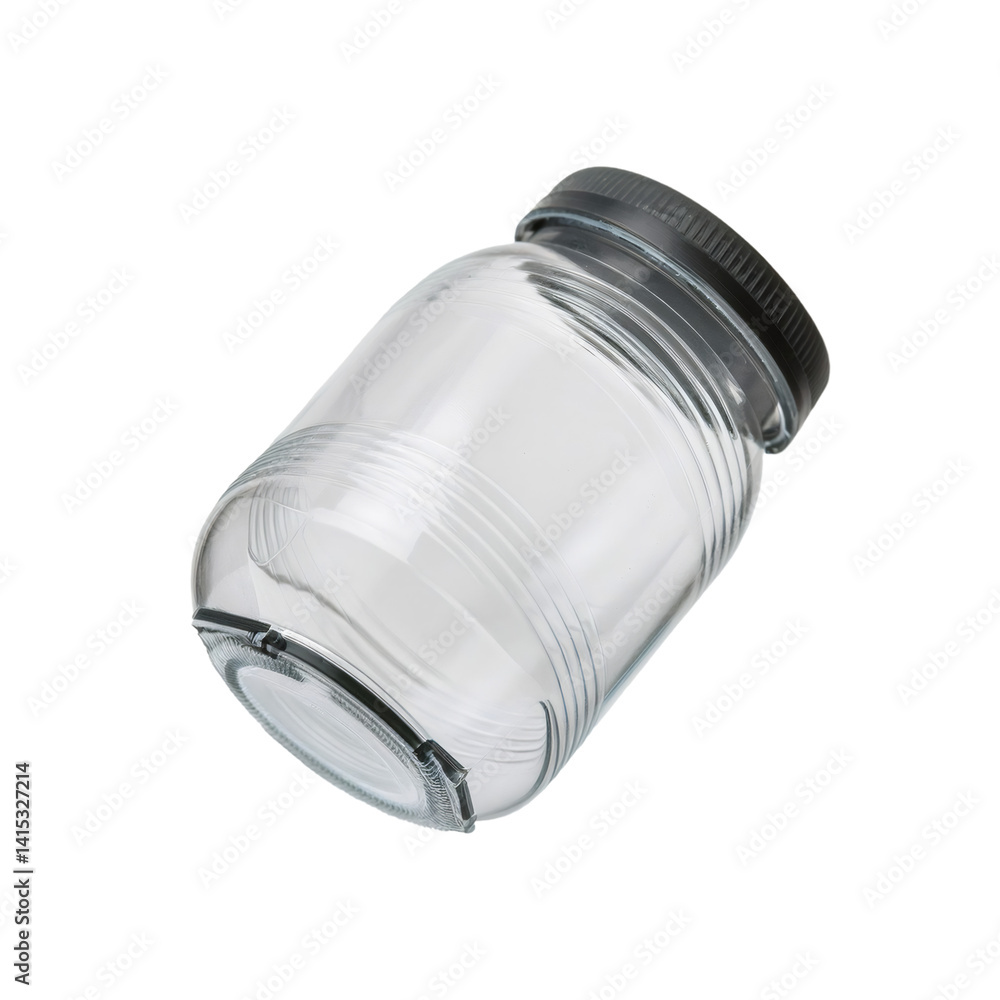 Poster clear cylindrical pet container with screw cap isolated on a transparent background with cut out pat