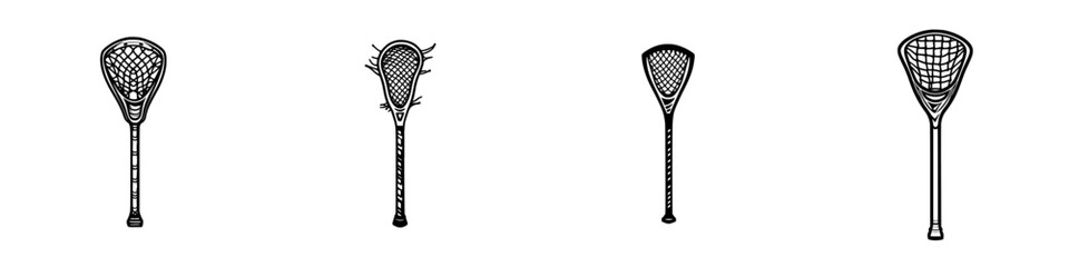 Obraz premium Vector illustration of different lacrosse stick designs for sport enthusiasts and creators