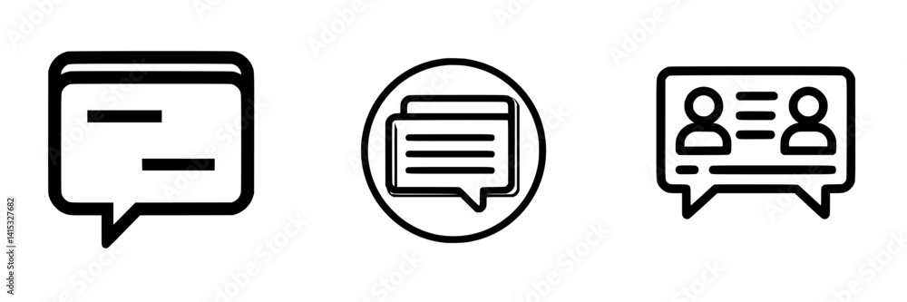 Poster vector illustration of three chat bubbles representing conversation and communication in a modern de