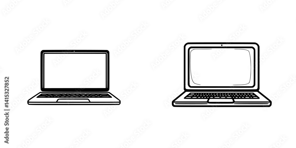 Aufkleber vector illustration of two laptop icons with different designs and keyboard layouts for digital cont