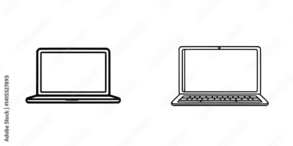 Poster vector illustration icons of open laptops in a minimalist design style suitable for various digital 