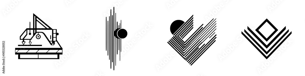 Poster vector illustration icons depicting modern graphic design elements with various geometric shapes and