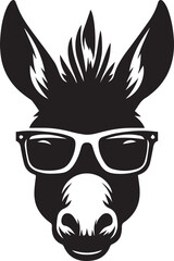 Obraz premium donkey head clipart silhouette, Donkey head illustration, donkey head with sunglass silhouette vector