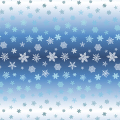 White and blue background with snowflakes.Vector seamless pattern with snowflakes on gradient color background.