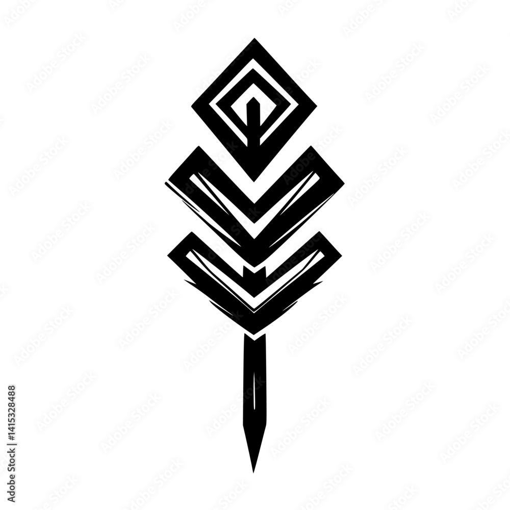 Aufkleber intricate vector illustration icon featuring a stylized arrow design with geometric shapes and sharp