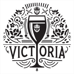 Victoria glass with ornaments vector design on white background.