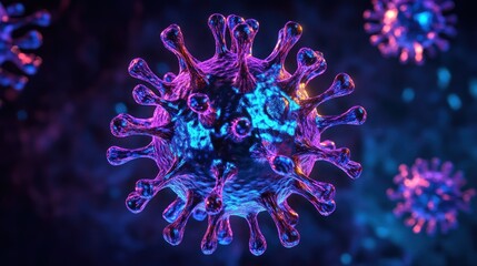 Colorful 3D Virus Model in Abstract Background
