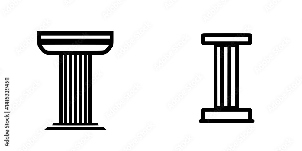 Poster vector illustration icons of classical columns representing ancient architecture and design elements